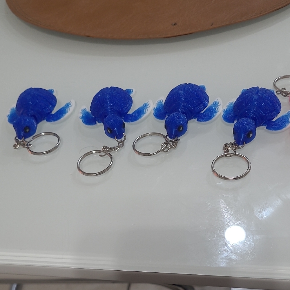 Set of Blue Turtle Keychains